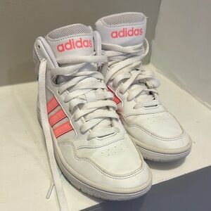 Adidas White and Pink High-Top Sneakers